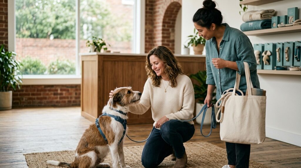 Adoption moment connected to the Homeless Pets Foundation mission